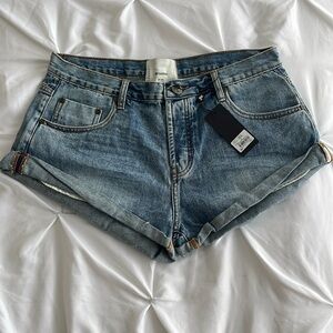 NWT One Teaspoon BANDITS LOW WAIST DENIM SHORTS with Cuffed Hem